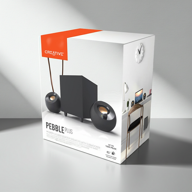 COLUNAS DE SOM CREATIVE PEBBLE PLUS 2.1 PRETO