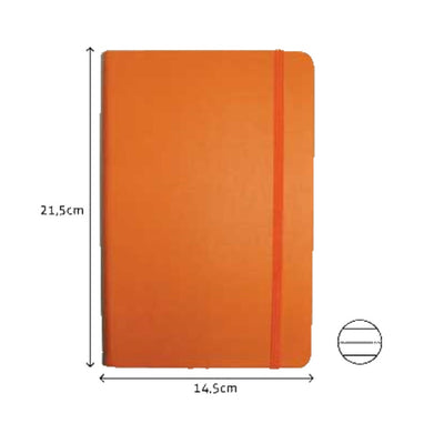 BLOCO DE NOTAS PAUTADO 21.5 X 14.5 CM SEMI PELE LARANJA