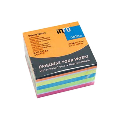 BLOCO DE NOTAS ADESIVO 6 CORES 75X75MM 450FLS