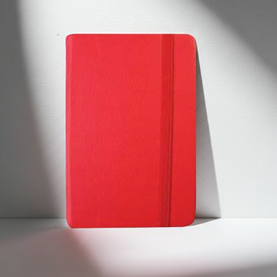BLOCO DE NOTAS PAUTADO 14X9 CM SEMI PELE VERMELHO