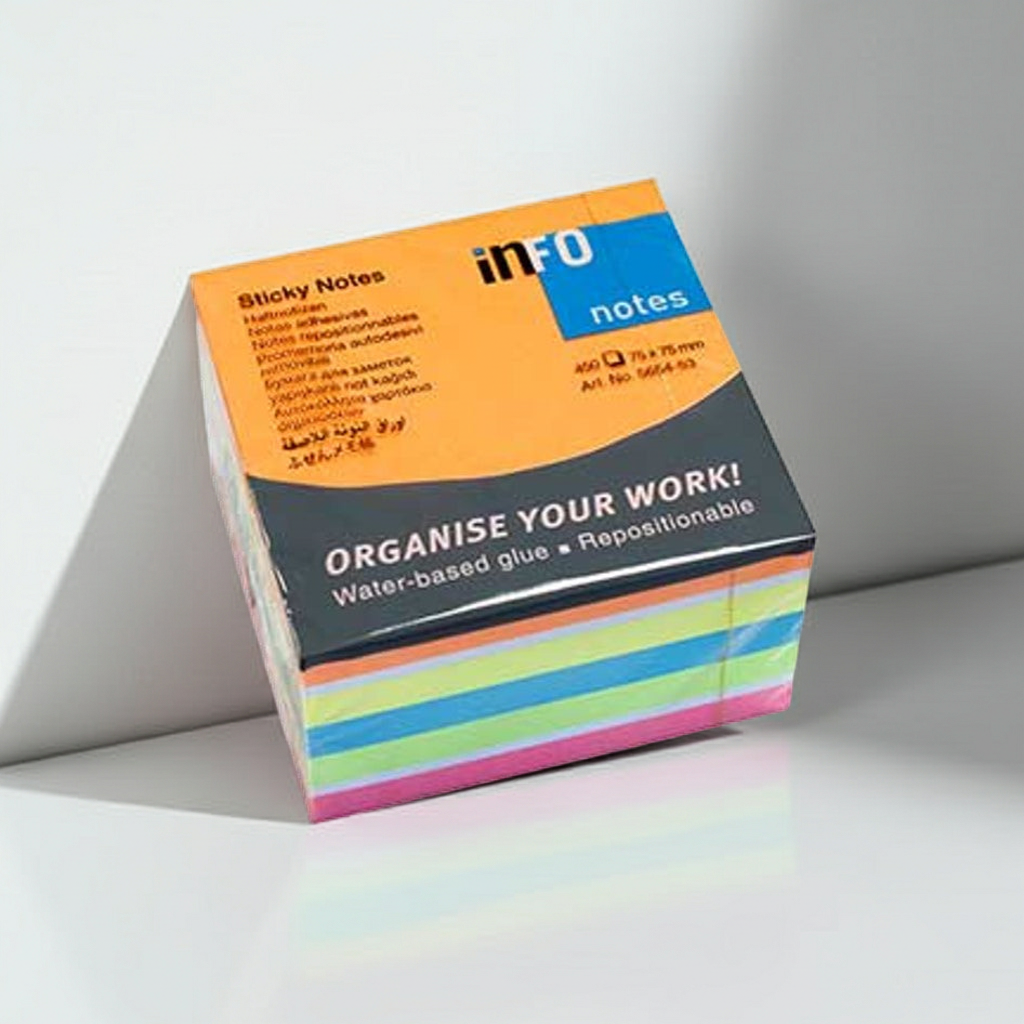 BLOCO DE NOTAS ADESIVO 6 CORES 75X75MM 450FLS