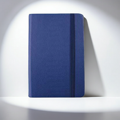 BLOCO DE NOTAS PAUTADO 14X9 CM SEMI PELE AZUL