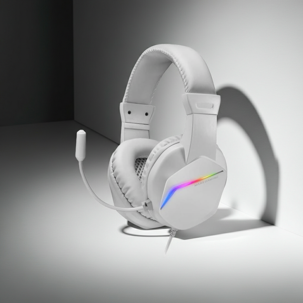 AUSCULTADORES MARS GAMING MH122 FRGB BRANCO
