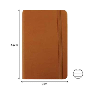 BLOCO DE NOTAS PAUTADO 14X9 CM SEMI PELE CAMEL
