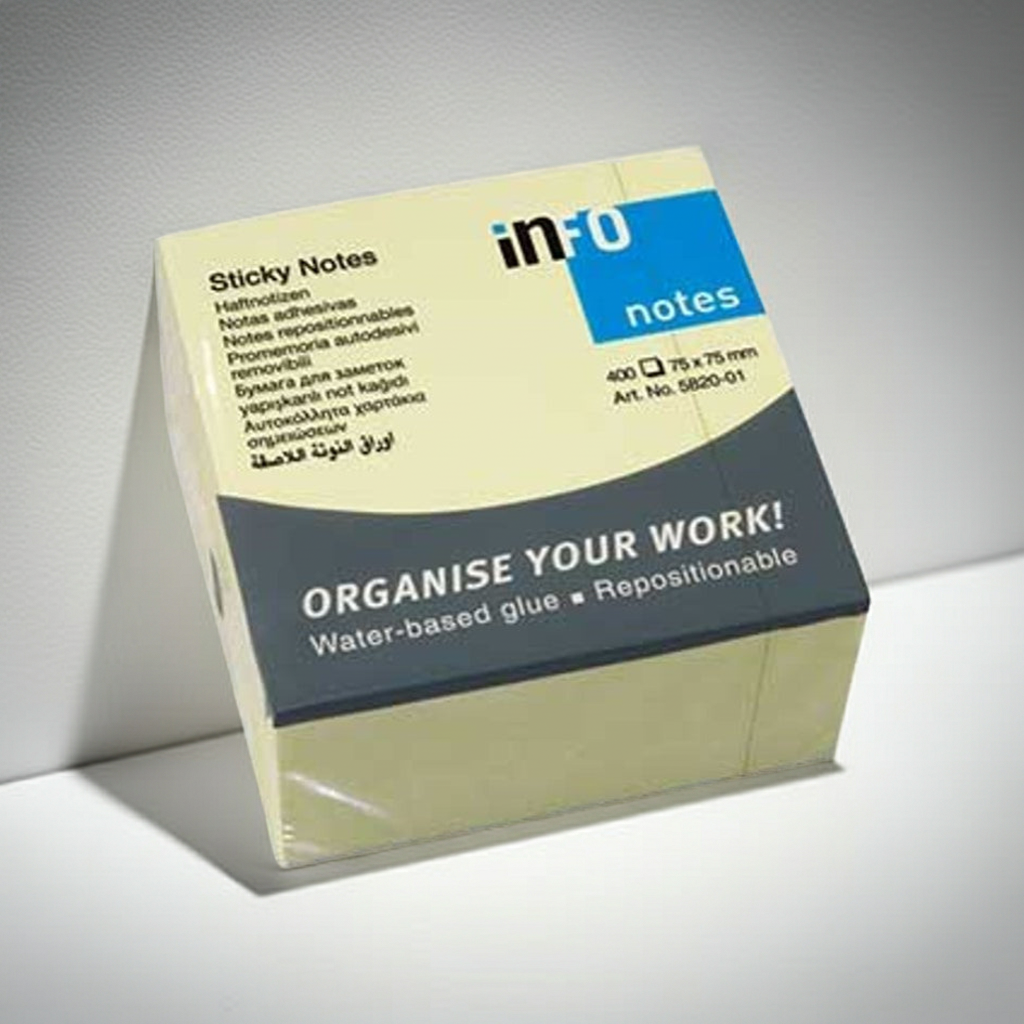 BLOCO (CUBO) ADESIVO AMARELO 75x75mm 400 FOLHAS