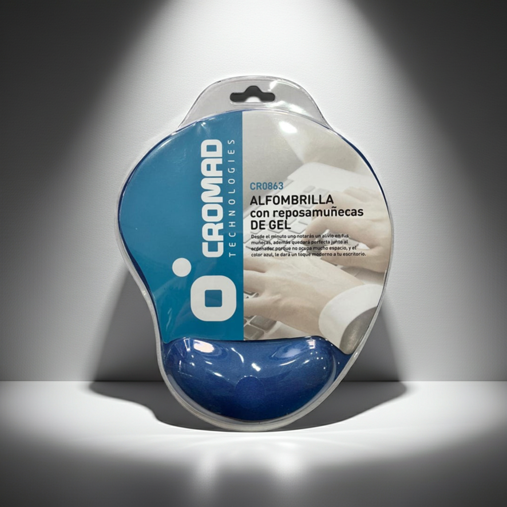 TAPETE DE RATO CROMAD AZUL COM APOIO GEL