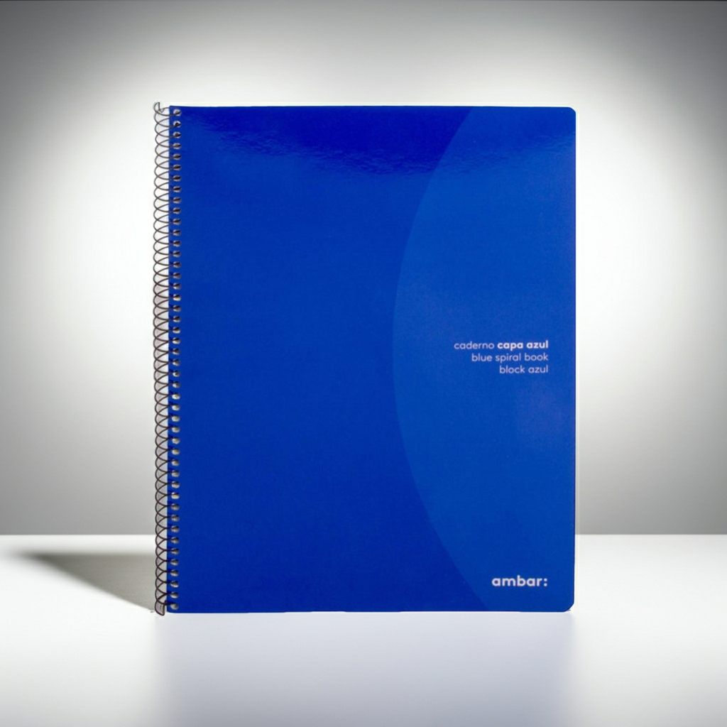 CADERNO ESPIRAL AMBAR AZUL A5 PAUTADO 70GR 80FLS