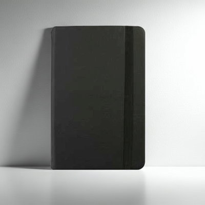 BLOCO DE NOTAS PAUTADO 14X9 CM SEMI PELE PRETO